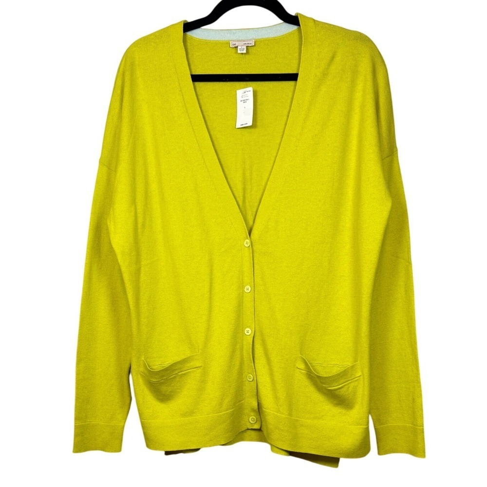 NWT GAP Luxlight V-neck Cardigan, Silky Knit, Peridot, Size Large